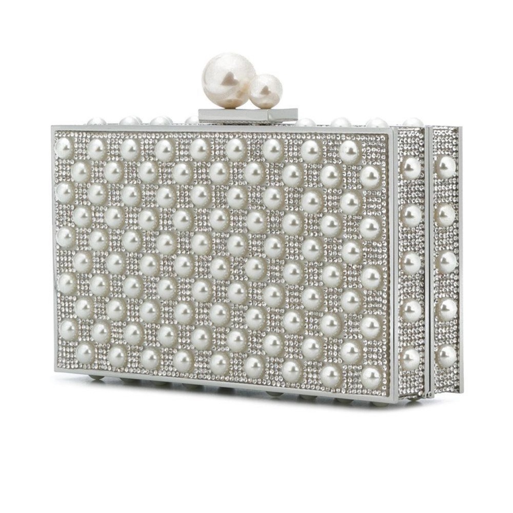 Sophia Webster Clara Pearl and Crystal Embellished Box Clutch